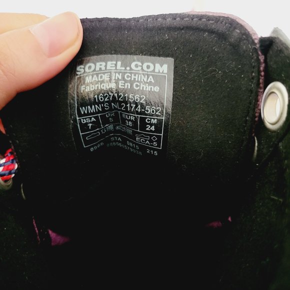 Sorel PDX 1964 Weatherproof Lace Up Wedge Boots Women’s Size 7 Purple and Black - Picture 9 of 9